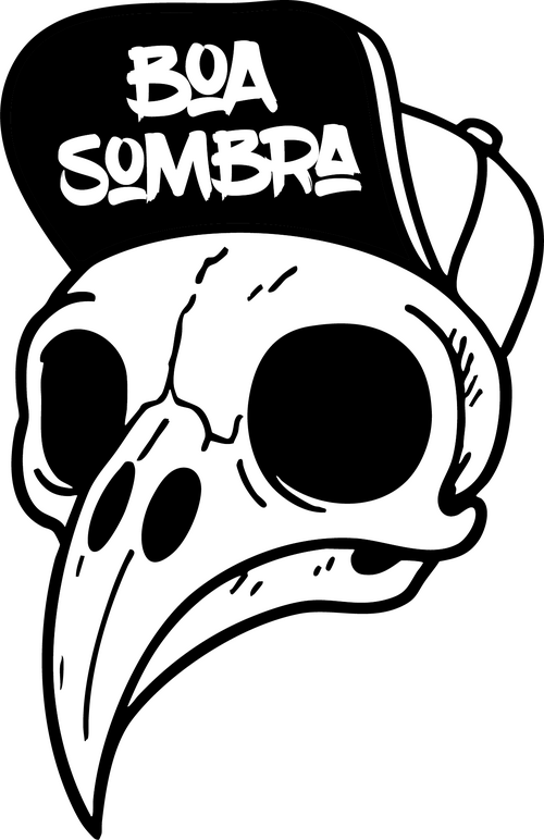 Boa Sombra owl scull logo Image of an owl scull wearing a cap